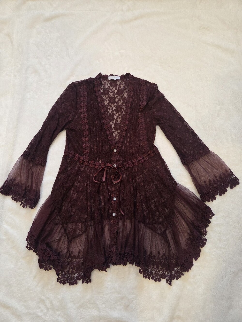 Maroon Lace Blouse By Adore